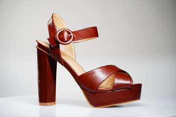 red leather texture high heel shoe 