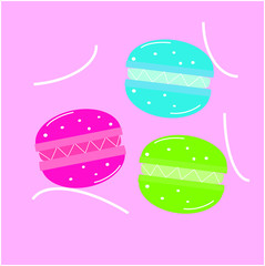 Sweet macarons isolated in pink background