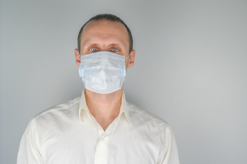 Man with medicine mask.Concept of virus, cold, flu.