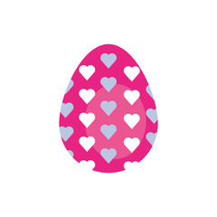 easter egg painted with hearts flat style