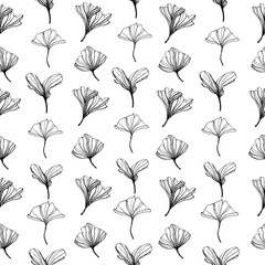 Leaves of Ginkgo Biloba on a white background. Seamless pattern. Can be used for wallpaper, pattern fills, textile, web page, surface, textures.