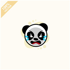 Cute panda face emoticon emoji expression Illustration. Scalable and editable vector.	