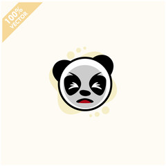 Cute panda face emoticon emoji expression Illustration. Scalable and editable vector.	
