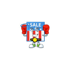 A sporty Boxing USA price tag cartoon character design style