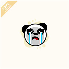 Cute panda face emoticon emoji expression Illustration. Scalable and editable vector.	