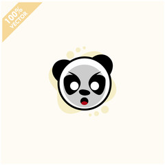 Cute panda face emoticon emoji expression Illustration. Scalable and editable vector.	