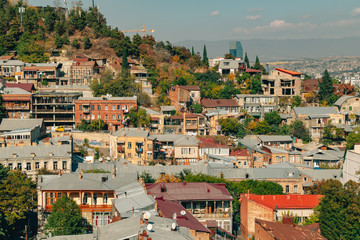 Cityscape of old town hill in Tbilisi city, Georgia.