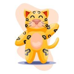 cute leopard mascot cartoon vector