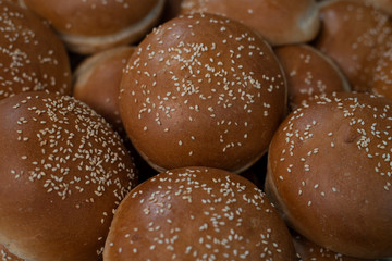 Hamburger buns Hot and tasty Burger bun fresh bread artisan