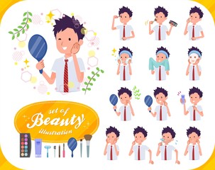 flat type school boy short sleeve necktie summer_beauty