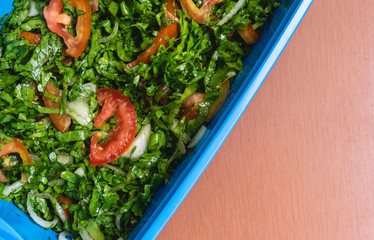 vegetable salad on wooden table