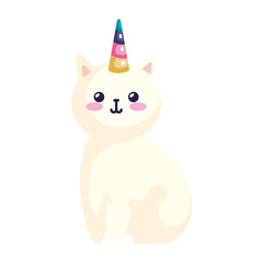 Fototapeta na wymiar cute cat unicorn fantasy icon vector illustration design