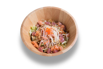 Japanese food sashimi salad appetizer dinner meal isolated on white background