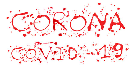 Bloody print on a white background with the letters CORONA COVID-19.World Health Organization WHO introduced new official name for Coronavirus disease named COVID-19