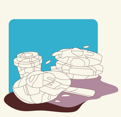 Morning American Breakfast in Cubism style