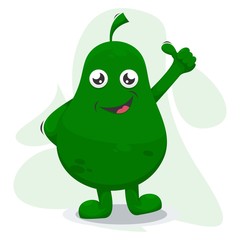fruit avocado mascot cartoon vector