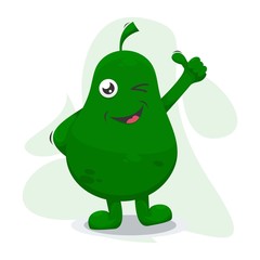 fruit avocado mascot cartoon vector