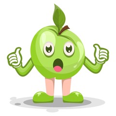 fruit green apple mascot cartoon vector