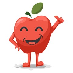 cute fruit apple mascot cartoon vector
