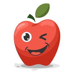 cute fruit apple mascot cartoon vector