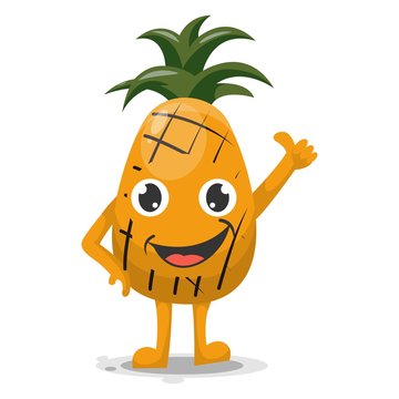 cute fruit pineapple mascot cartoon vector