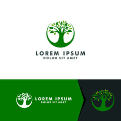 Tree logo design, nature forest icon vector illustration