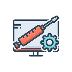 Color illustration icon for computer