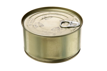 Closed Tin can on isolated white background.