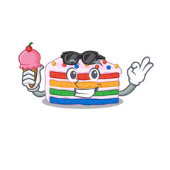 happy face rainbow cake cartoon design with ice cream