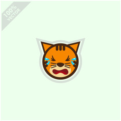 Cute tiger face emoticon emoji expression Illustration. Scalable and editable vector.	