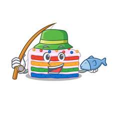 A Picture of happy Fishing rainbow cake design