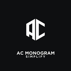 Obraz premium black ac, ca, a c initial monogram hexagon letter logo design with dark background