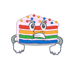 Rainbow cake cartoon character style having angry face