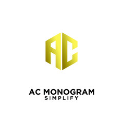 luxury c, ca, a c initial monogram hexagon letter gold logo design with white  background