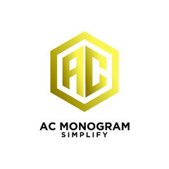 luxury c, ca, a c initial monogram hexagon letter gold logo design with white  background