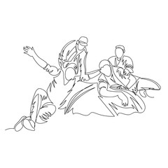 group of people. friends on vacation. one line. outline vector drawing