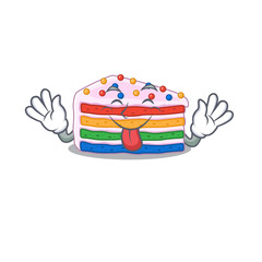 Funny rainbow cake mascot design with Tongue out