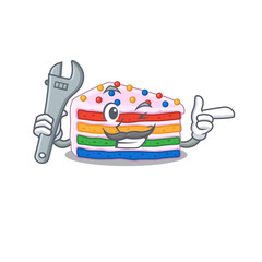 Smart Mechanic rainbow cake cartoon character design