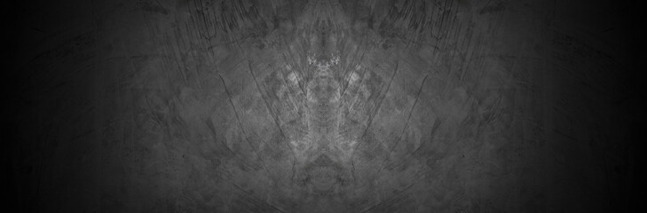 Naklejka premium Old wall texture cement dark black gray panorama background abstract grey color design are light with white gradient background.