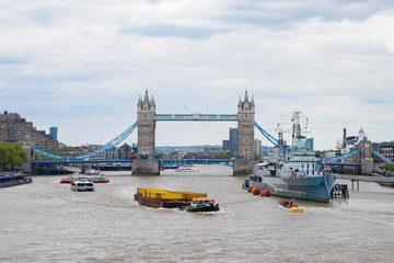 Tower Bridge crossing the River Thames in London, United Kingdom