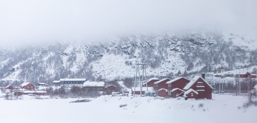 Snowy scenery from the train ride from Bergen to Oslo, Norway
