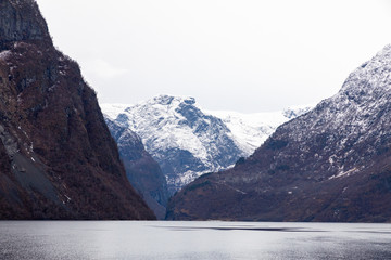 Fjord cruise on a catamaran between Flam and Gundaven, Norway