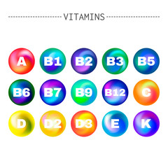 Vitamins. Set of signs or icons, ui kit elements. Healthy lifestyle, dietary supplements