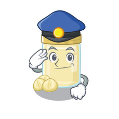 A manly macadamia nut butter Cartoon concept working as a Police officer