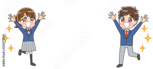 高校生 女子高生 男子高生 マンガ アニメ キャラクター イラスト Wall Mural よぴんこ Yopinco