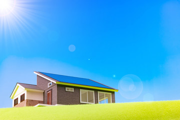 Obraz premium 太陽光発電システム付きエコ住宅イメージ