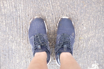 I standing on the wet floor.