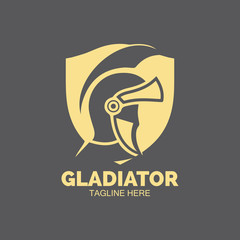 Gladiator mask , Spartan helmet logo template vector icon design