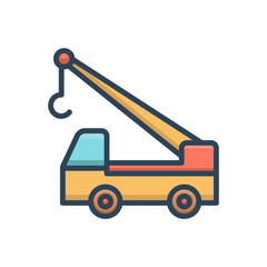 Color illustration icon for crane truck