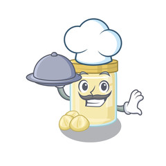 A picture of macadamia nut butter as a Chef serving food on tray